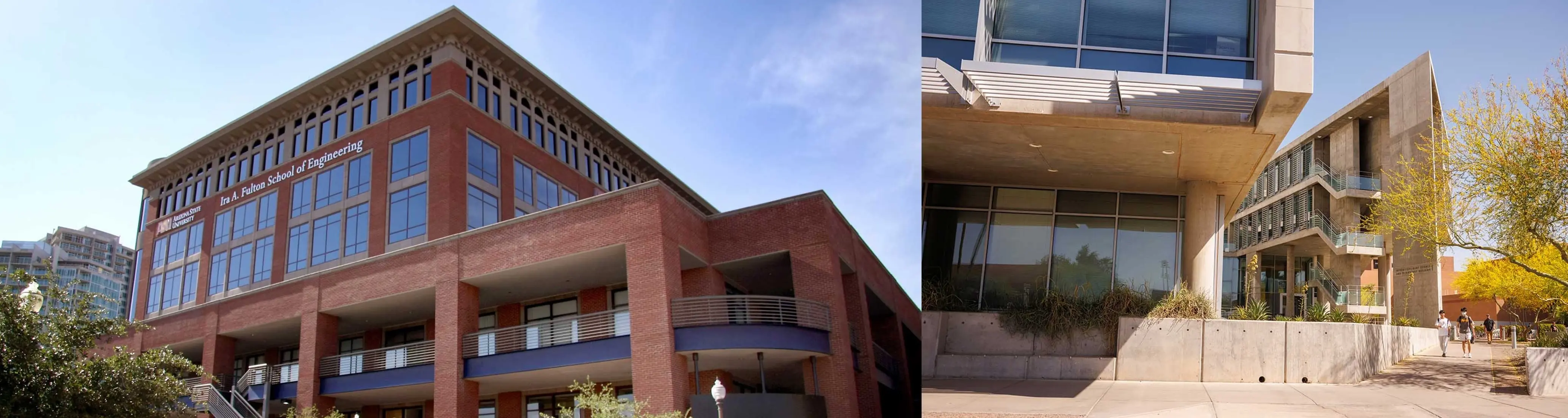 Image showing Brickyard Engineering building and ISTB1 building from ASU's Tempe campus. Photos via Arizona State University.